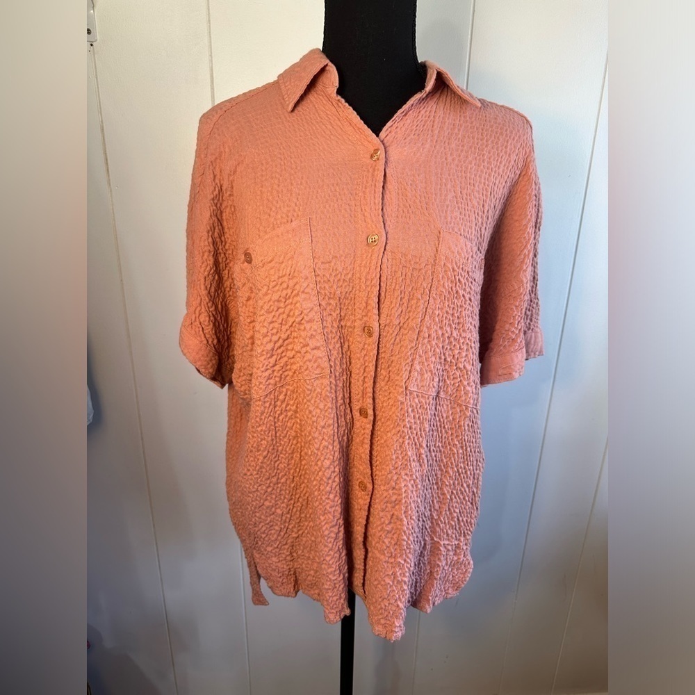 NWT Max Studio Coral Button Down Collared Women’s… - image 2
